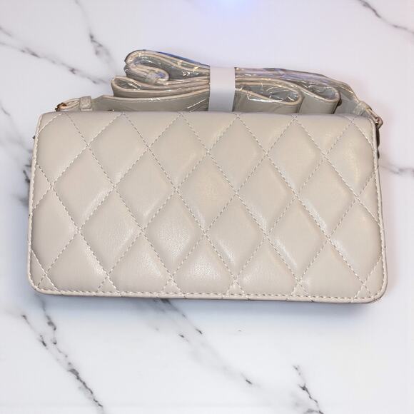 Valentino Orlandi Medium Bone Quilted Studded Crossbody Bag New With Tags - Picture 3 of 9